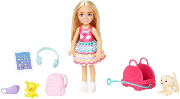 BARBIE Toys, Chelsea Doll and Accessories, Travel Set with Puppy