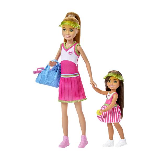 BARBIE Stacie & Chelsea Tennis Playset with 2 Dolls, Net & 5+ Accessories