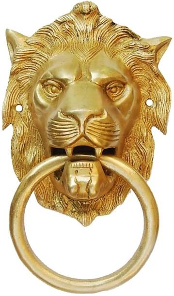 athizay Door Knocker Lion Mouth Brass Metal made of virgin brass metal in shiny golden finish Brass Door Knocker