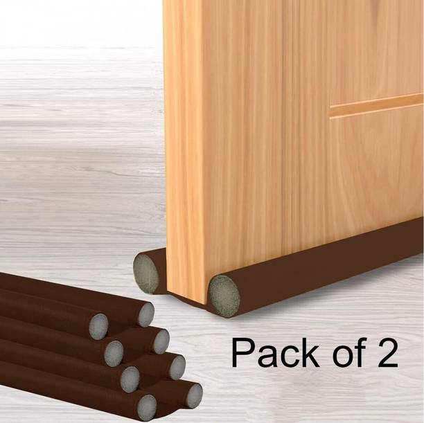 PARIKSHIT Door Guard 39"Inch pack of 2 Under Door Draft Guard Cover Stop Light Dust Cool Air Escape Protector Floor Mounted Door Stopper (Brown) Floor Mounted Door Stopper