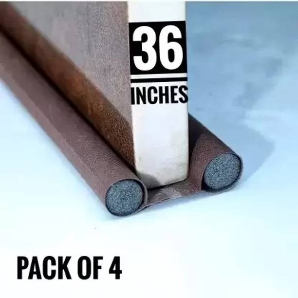 Magical (Pack of 4, 37 Inch) Door Seal Twin Draught Draft Guard Door Closer Bottom Brown Door Bottom Sealing Strip Guard for Home/Office Floor Door Mounted Door Stopper