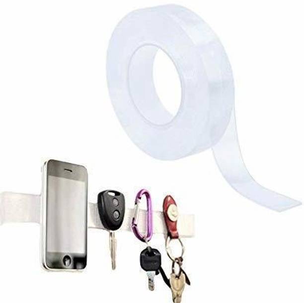 Brezleen Double Sided Adhesive Tape | 5 Meter Transparent Strong Traceless Removable Washable & Reusable Anti Slip Tape Acoustic Double Bass