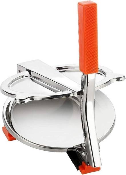 SAAHI Cold Stainless Steel Roti Maker Press with Handle for Chapati, Papad & Puri Manual Dough Press