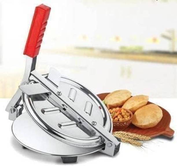XLOMH Cold Stainless Steel Roti Maker Press Machine with Handle for Puri, Chapati, Khakhra Manual Dough Press