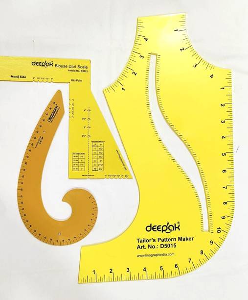 BharatSS Blouse Dart Scale,Yellow French Curve and Tailor Pattern Maker Drafting Kit