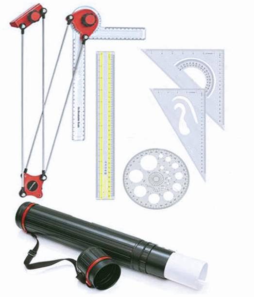 Uttam Mini Drafter, Sheet Container Tube, Scale, Procircle, Set Square Drafting Kit