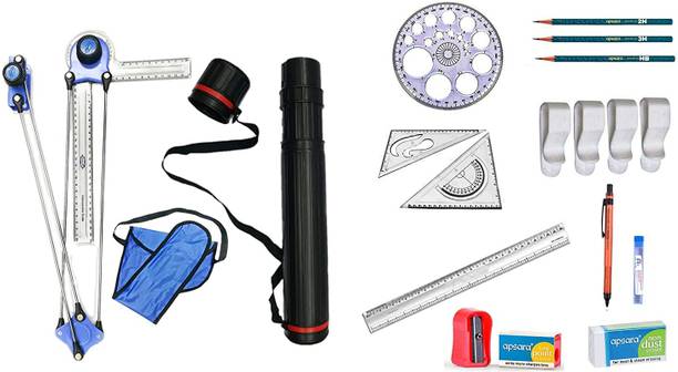 RINM Mini drafter, Sheer Container, Board Clip, Ruler Scale, Pro Circle Drafting Kit