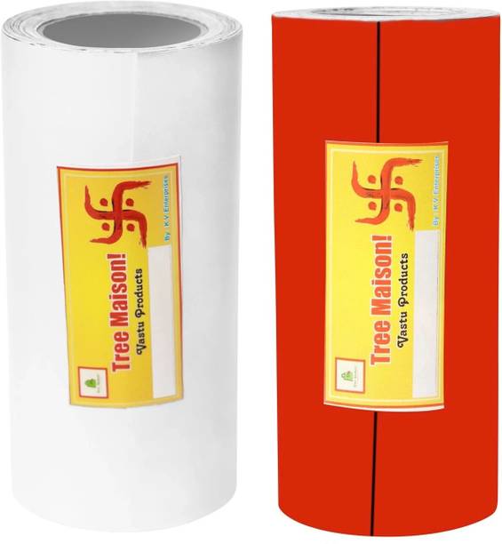 TREEMAISON Vinyl Tape For Vastu Dosh Correction ,Power Entrance (White-Red , Pack-02) Drafting Tape