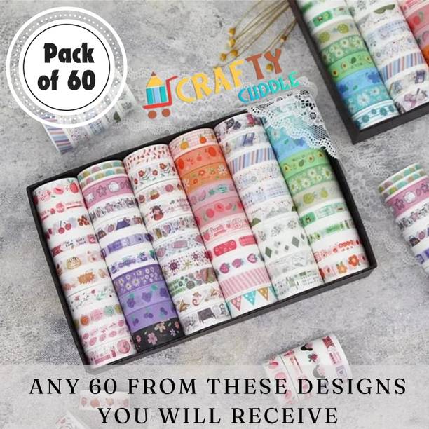 CRAFTY CUDDLE Multicolor Tape Vintage Washi Tape Masking Tape 60 Rolls Drafting Tape