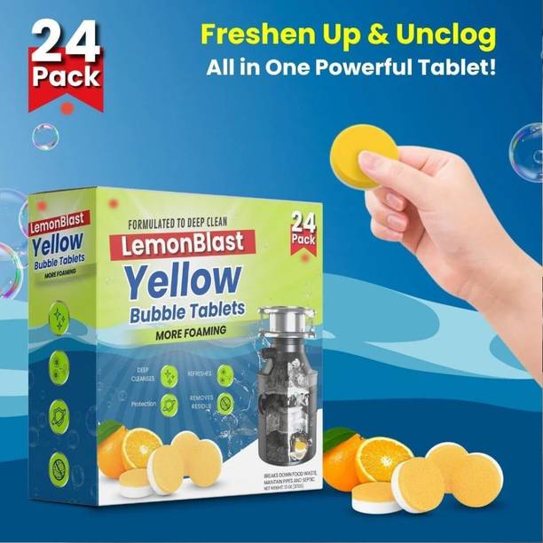 BNB Ghar Yellow Bubble Tablets for Deep Cleaning Lemon Turbo Drain Cleaner. Crystal Drain Opener