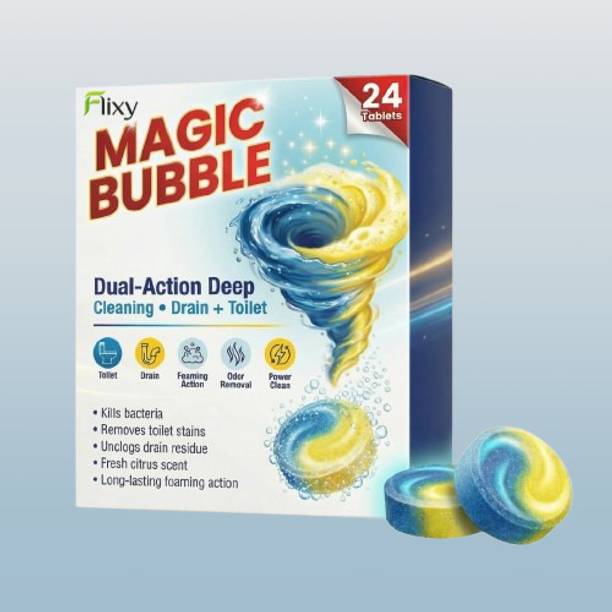FLIXY Magic Bubble Toilet Cleaning Tablets Deep Clean Formula Floral Crystal Toilet Cleaner
