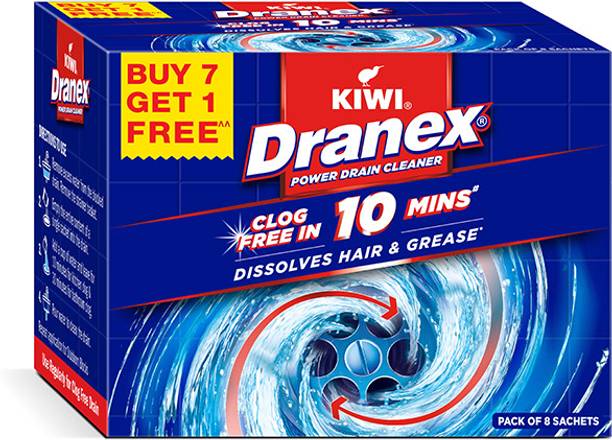 Kiwi Dranex Drain Cleaner, Removes Clogs & Blockages in Just 10 Minutes Powder Drain Opener
