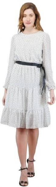 Freespirits Fashion Women Fit and Flare White Midi/Calf Length Dress