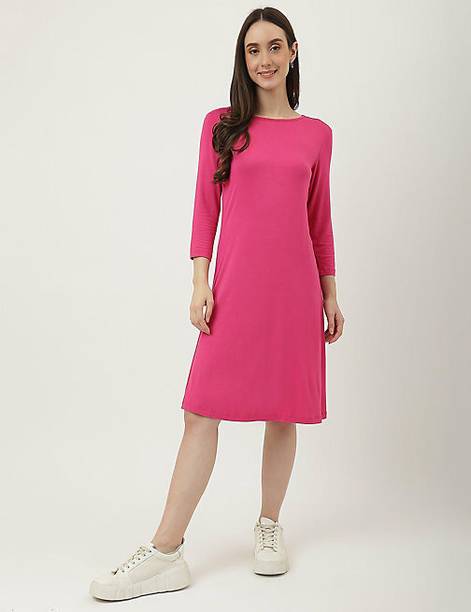 Women Fit and Flare Pink Mini/Short Dress