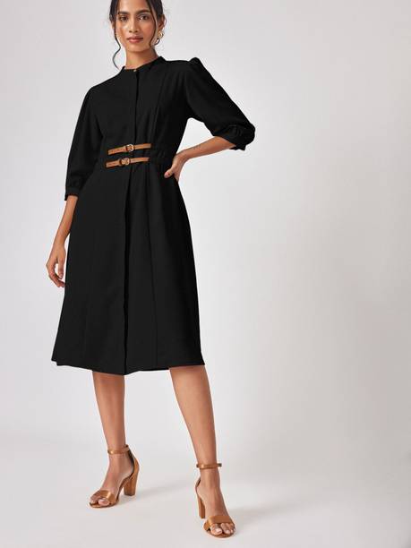 Women Skater White Knee Length Dress