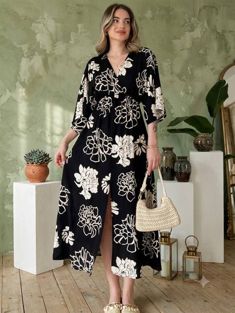 Women Wrap Black Maxi/Full Length Dress