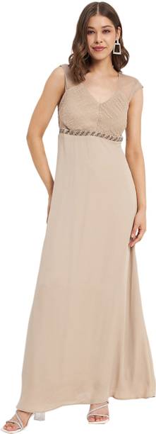 Women Maxi Beige Full Length Dress