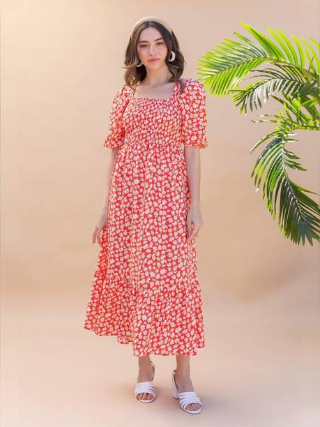 Women Maxi Red Midi/Calf Length Dress
