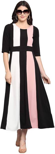 Women Empire Waist Pink, Black, White Dress Price in India