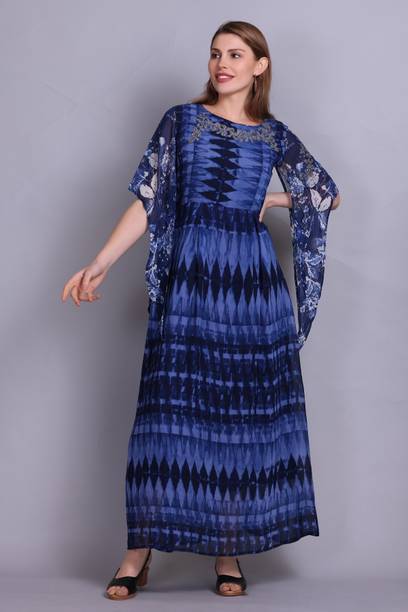 Elthia Women Gown Blue, Black, Dark Blue Maxi/Full Length Dress