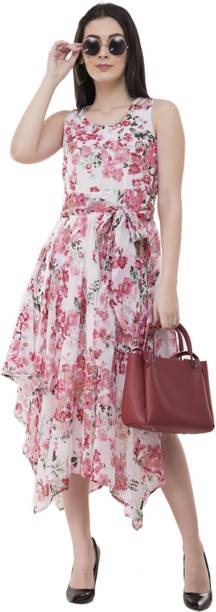 Women Asymmetric Multicolor Midi/Calf Length Dress