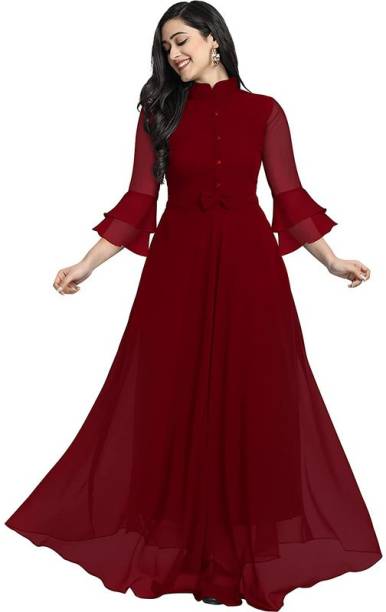 Women Ethnic Dress Maroon Dress Price in India