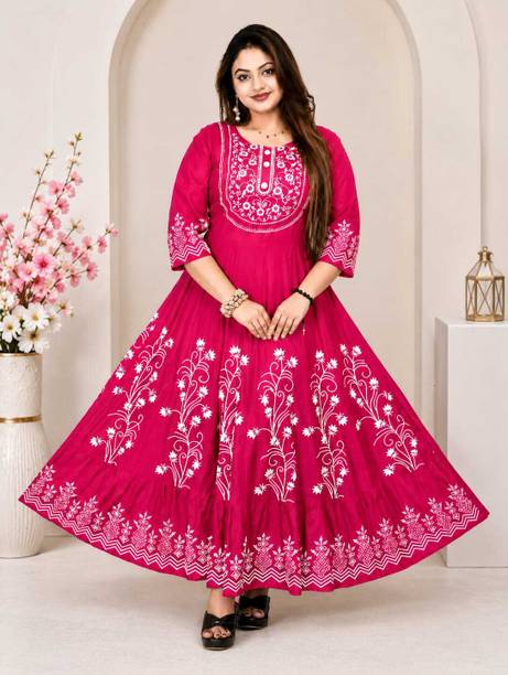 Women Ethnic Dress Pink Ankle Length Dress