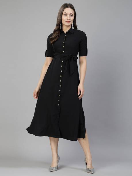 Women Shirt Multicolor Midi/Calf Length Dress