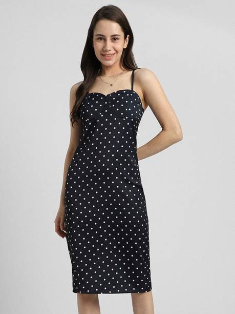 Women Sheath Black Knee Length Dress