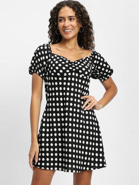 Women A-line Black Above Knee/Mid Thigh Length Dress