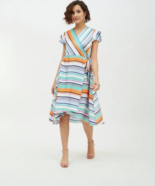 STYLESTONE Women Wrap Multicolor Knee Length Dress