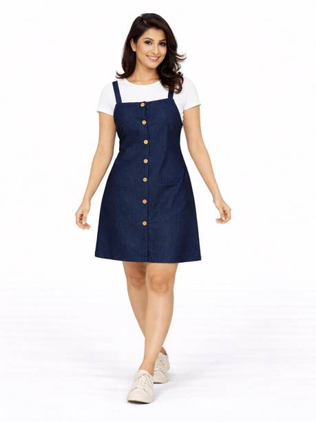 achyutaya fashion women a-line dark blue above knee/mid thigh length dress