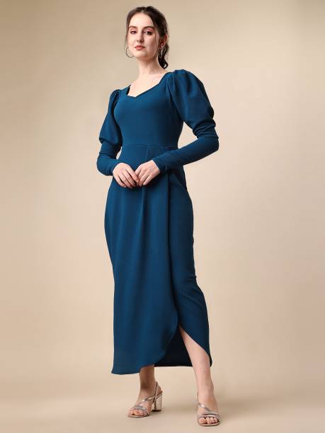 Women Bodycon Dark Blue Dress Price in India