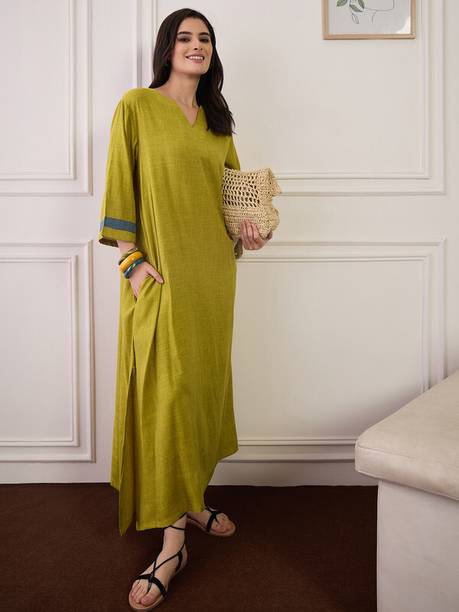 Women Kaftan Green Maxi/Full Length Dress