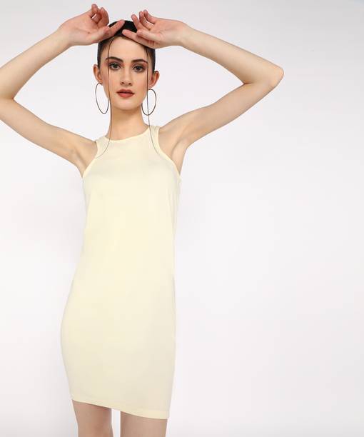 Women Sheath Yellow Mini/Short Dress