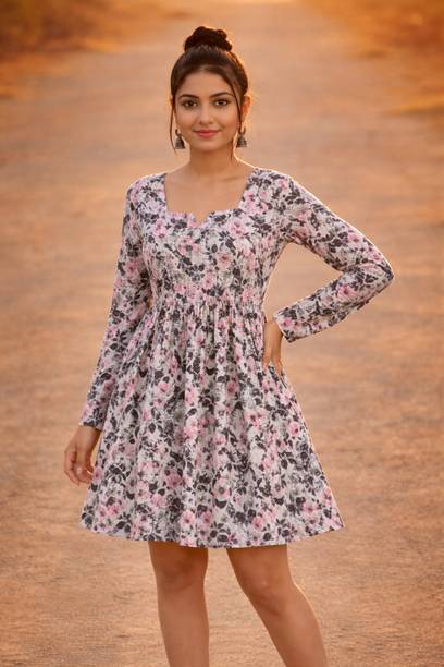 Women Fit and Flare Multicolor Above Knee/Mid Thigh Length Dress