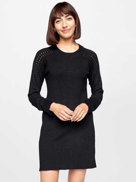 Women Shift Black Knee Length Dress