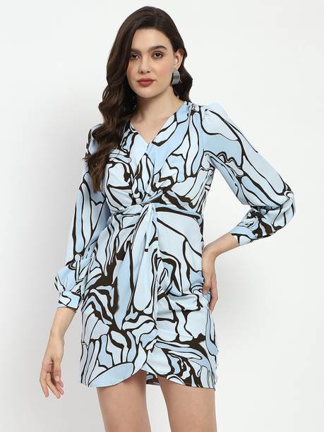 Women Fit and Flare Blue Mini/Short Dress