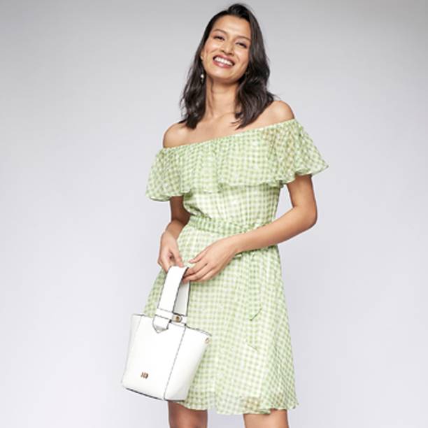 Women Fit and Flare Dark Green Knee Length Dress