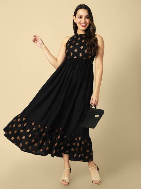 Women Empire Waist Black Dress Price in India
