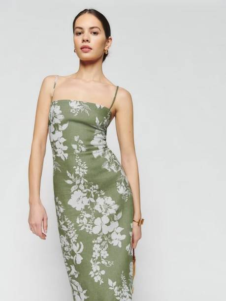 Women Sheath Green Midi/Calf Length Dress