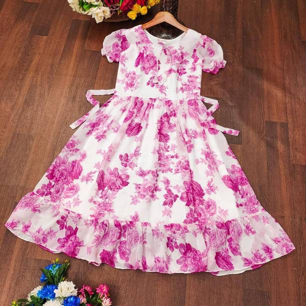 Women A-line Pink Below Knee Dress