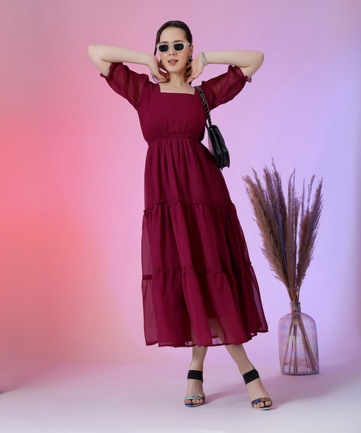 Price History of Women's Georgette Fit and Flare Standard Length Dress from Amazon 63_63356253