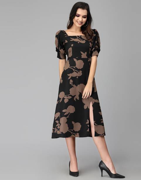 Women Floral Print, Printed, Geometric Print Crepe A-line Kurta
