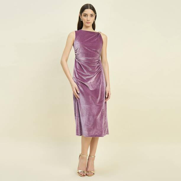 Women Fit and Flare Purple Mini/Short Dress