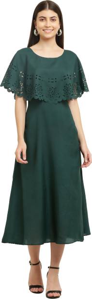 Women Gown Dark Green Dress Price in India