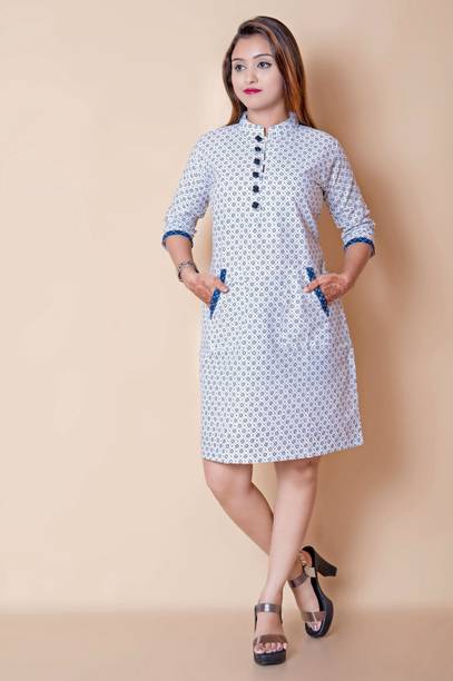 Women A-line White Dress