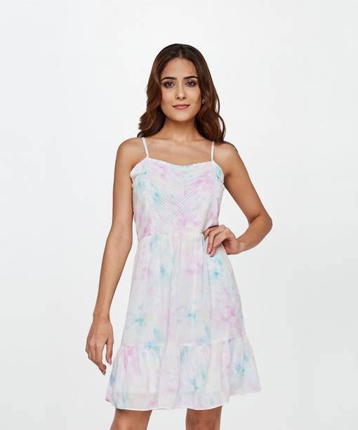Women Fit and Flare Multicolor Above Knee/Mid Thigh Length Dress