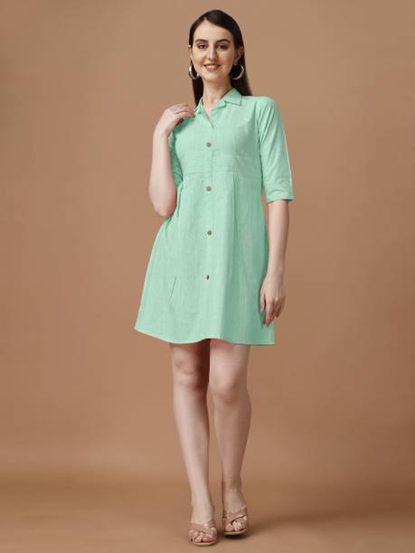 Women Drop Waist Light Green Dress