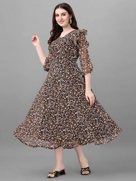 Women A-line Black, White, Brown Dress Price in India